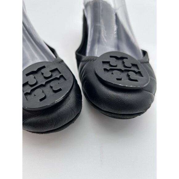 Tory Burch Matte Black Minnie Travel Ballet Flats Womens 6.5 Worn See Pics - Picture 6 of 11